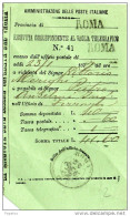 1877  RICEVUTA VAGLIA TELEGRAFICO - Marcophilia