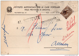 1958   CARTOLINA CON ANNULLO ANCONA - 1946-60: Marcophilie