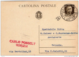 1938  CARTOLINA   CON ANNULLO GORIZIIA - Postwaardestukken