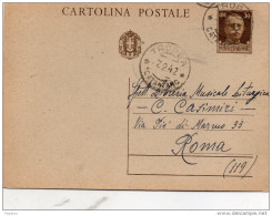 1942  CARTOLINA CON ANNULLO TROPEA CATANZARO - Stamped Stationery