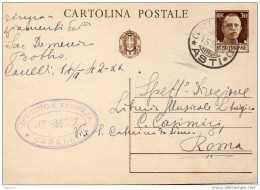 1942  CARTOLINA CON ANNULLO CANNELLI ASTI - Stamped Stationery