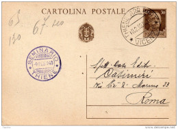1940  CARTOLINA CON ANNULLO SEMINARIO THIENE - Stamped Stationery