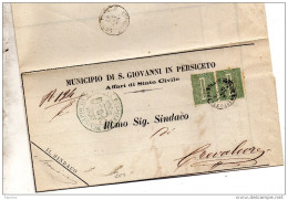 1875 LETTERA CON ANNULLO S. GIOVANNI  IN PERSICETO BOLOGNA - Storia Postale