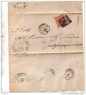 1876 LETTERA CON ANNULLO BASSANO  VICENZA + CITTADELLA - Storia Postale