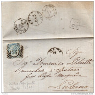 1866 LETTERA CON ANNULLO LICATA + PALERMO - Marcophilie