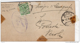 1927  LETTERA CON ANNULLO RIPI  ROMA - DENT. SPOSTATA - Storia Postale