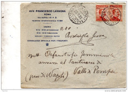 1922 LETTERA  CON ANNULLO AMBULANTE ROMA - NAPOLI - Storia Postale