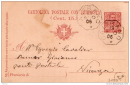 1906  LETTERA CON ANNULLO CALTRANO VICENZA - Interi Postali