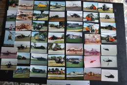 Lot De 49 Photos Couleurs 12.5 X 8.5 Cm Hélicoptères à Identifier Aviation Militaire Chasse Meeting Aérien Civile Sabena - Luchtvaart