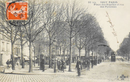 CPA. [75] > TOUT PARIS > N° 20 Bis - PLACE DES RIGOLLES ET RUE DES PYRENEES - (XXe Arrt.) - 1908 - TBE - Arrondissement: 20