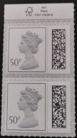 S.G. V4750 A TOP MARGINAL PAIR OF 50p BARCODED MACHINS UNFOLDED & NHM #02196 - Série 'Machin'
