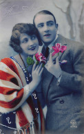 FANTAISIE COUPLE AMOUREUX FLEURS "BONNE ANNÉE" - LOT DE 2 CPA  - Edition Armand NOYER - ETAT SUP NON VOYAGÉ - New Year