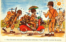 CPSM    Illustrateur Bozz  Militaire Il Faut Marcher Comme Les Autres......scooter, Bagages... - Humour