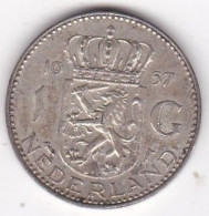 Pays-Bas 1 Gulden 1957 Juliana , En Argent, KM# 184 - 1948-1980 : Juliana