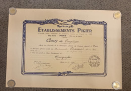 DIPLOME EDUCATION - CERTIFICAT D'ETUDES PIGIER STENOGRAPHIE 1945 De Melle DIAMAND Née En 1927 à Paris. WW2 Guerre - Diplomas Y Calificaciones Escolares