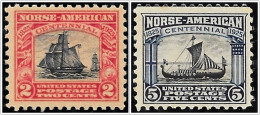 # 620-21 - Complete Set, 1925 Norse-American Issue Mounted Mint - Oblitérés