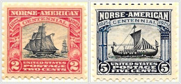 # 620-21 - Complete Set, 1925 Norse-American Issue Mounted Mint - Unused Stamps