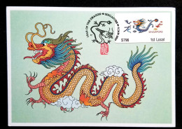 Singapore Year Of The Dragon 2024 Lunar Chinese Zodiac (ATM Machine Label Maxicard) - Singapour (1959-...)