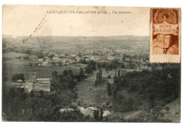 ST QUENTIN-FALLAVIER 38. VUE GENERALE VERS 1910 AVEC TIMBRE BONS SOUHAITS DE P. RIQUEL. - Other & Unclassified