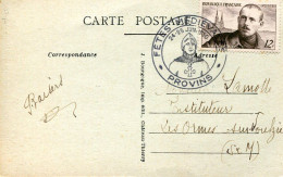 X0563 France,special Postmark Provins 1950 Fetes Medievales,medieval Festivals,mittelalterliche Feste - Covers & Documents