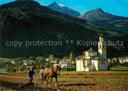 12917767 Poschiavo Kirchenpartie Mit Pferdepflug Poschiavo - Other & Unclassified