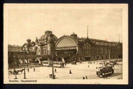 AK Dresden Um 1910 Hauptbahnhof Mit Straßenbahn Und Droschke (PK0853 - Other & Unclassified
