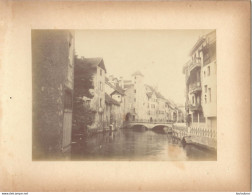 ANNECY CANAL DE THIOUX FIN 19em PHOTO ORIGINALE SUR CARTON 23x18CM FORMAT PHOTO 16X12CM - Anciennes (Av. 1900)