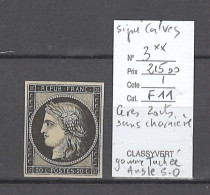 France - Yvert 3** - Ceres 20 Cts Noir Sur Jaune - SIGNE CALVES - 4 Marges - 1849-1850 Cérès