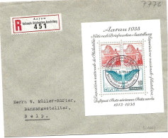 112 - 43 - Enveloppe Recommandée Avec Bloc "Expo Aarau 1938" - Oblit Spéciale 1938 - Marcofilie