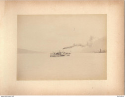 LAC D'ANNECY BATEAU D'EXCURSION LE MONT BLANC  PHOTO ORIGINALE SUR CARTON 23 X 18 CM FORMAT PHOTO 17 X 12.50 CM - Anciennes (Av. 1900)