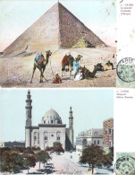 LE CAIRE : La Grande Pyramide (Cheops) + Mosquée Sultan Hassan ( 2 Cartes ). - Caïro