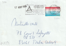 FLAMME  PERMANENTE     / N°  2884  01  BOURG EN  BRESSE R.P. - Mechanical Postmarks (Advertisement)