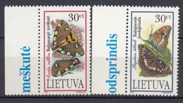 LITHUANIA 1995 Fauna Insects Butterflies MNH(**) Mi 589-590 #Lt1136 - Lithuania