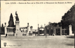 CPA Lyon Rhône, Eingang Zum Parc De La Tête-d’Or, Denkmal Für Die Kinder Der Rhône - Sonstige & Ohne Zuordnung
