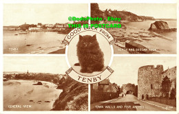 R359640 Good Luck From Tenby. Beach And Goscar Rock. General View. Valentine. Ph - Monde