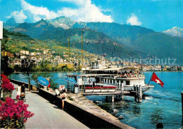 12837197 Montreux VD Uferpromenade Bootsanleger Dent De Jaman Alpen Montreux - Sonstige & Ohne Zuordnung