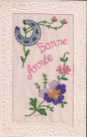 Bonne Année Et Fleurs Brodées (2804) - Embroidered