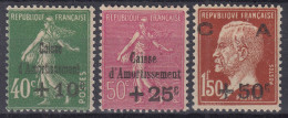 TIMBRE FRANCE SERIE CAISSE D'AMORTISSEMENT N° 253/255 NEUVE * GOMME AVEC CHARNIERE - 1927-31 Sinking Fund