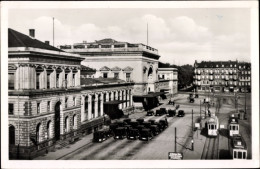 CPA Mannheim, Bahnhof, Autos, Straßenbahnen - Autres & Non Classés