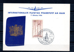 ALLEMAGNE - GERMANY - 1956 - SOUVENIR PHILATELIQUE - GEDENKKARTE - INTERNATIONALER FLUGTAG FRANKFURT - 7/10/56 - - Lettres & Documents