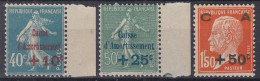 FRANCE CAISSE D'AMORTISSEMENT SERIE N° 246/248 NEUVE ** GOMME SANS CHARNIERE - 1927-31 Caisse D'Amortissement