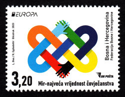 Bosnia And Herzegovina 2023 Europa CEPT PEACE The Highest Value Of Humanity Joint Issue MNH - 2023