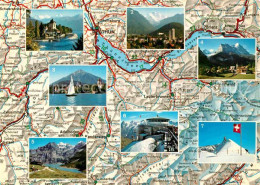 12800727 Thun BE Landkarte Berner Oberland Schloss See Berner Alpen Thun - Autres & Non Classés