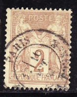 FRANCE Timbre Oblitéré N° 85, Type Sage 2c Brun Rouge - Cachet PARIS - 1876-1898 Sage (Tipo II)