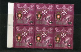 MALTA - 1977  1.7 On 4d  PROVISIONAL  BLOCK OF 6  MINT NH - Malta