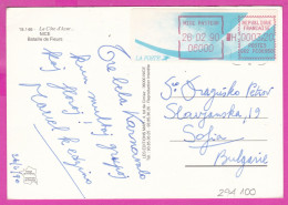 294100 / France - La Côte D'Azur NICE Bataille De Fleurs Two Women PC 1990 USED 3.20 Fr- 26.02.90. Machine Stamps (ATM) - 1990 Type « Oiseaux De Jubert »