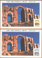 JORDAN POATCARD -  JERASH WITH STAMPS-MX.C - Jordanië