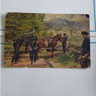 CPA  En Guerre - Déchargement D'une Pièce D'Artillerie - Chasseurs Alpins Je Pense - état De La Carte Très Passable - Guerre 1914-18