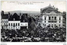 71 AUTUN THEATRE ET PANORAMA DE L'AVENUE DE LA GARE AU FOND TEMPLE DE JANUS - Autun