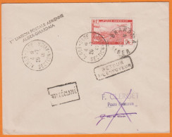 ALGÉRIE  Sur Lettre Cachet  " 1ère Liaison Postale Aérienne ALGER-GHARDAIA "  En 1946   Avec Retour Envoyeur  à 5F - Poste Aérienne